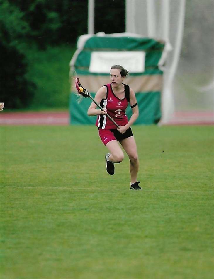Sian Astley playing for Wales in the 2009 WC